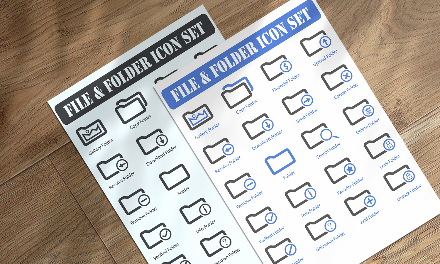 File And Folder Icon Set Template